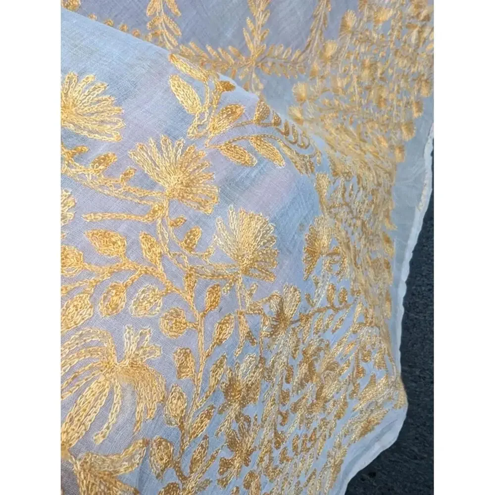 Large Yellow Embroidered Shawl Cloth from India